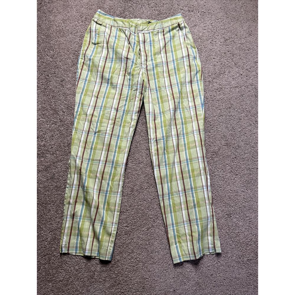 Women’s Size 10 Relativity Y2K Green Plaid Cropped Dress Pants
